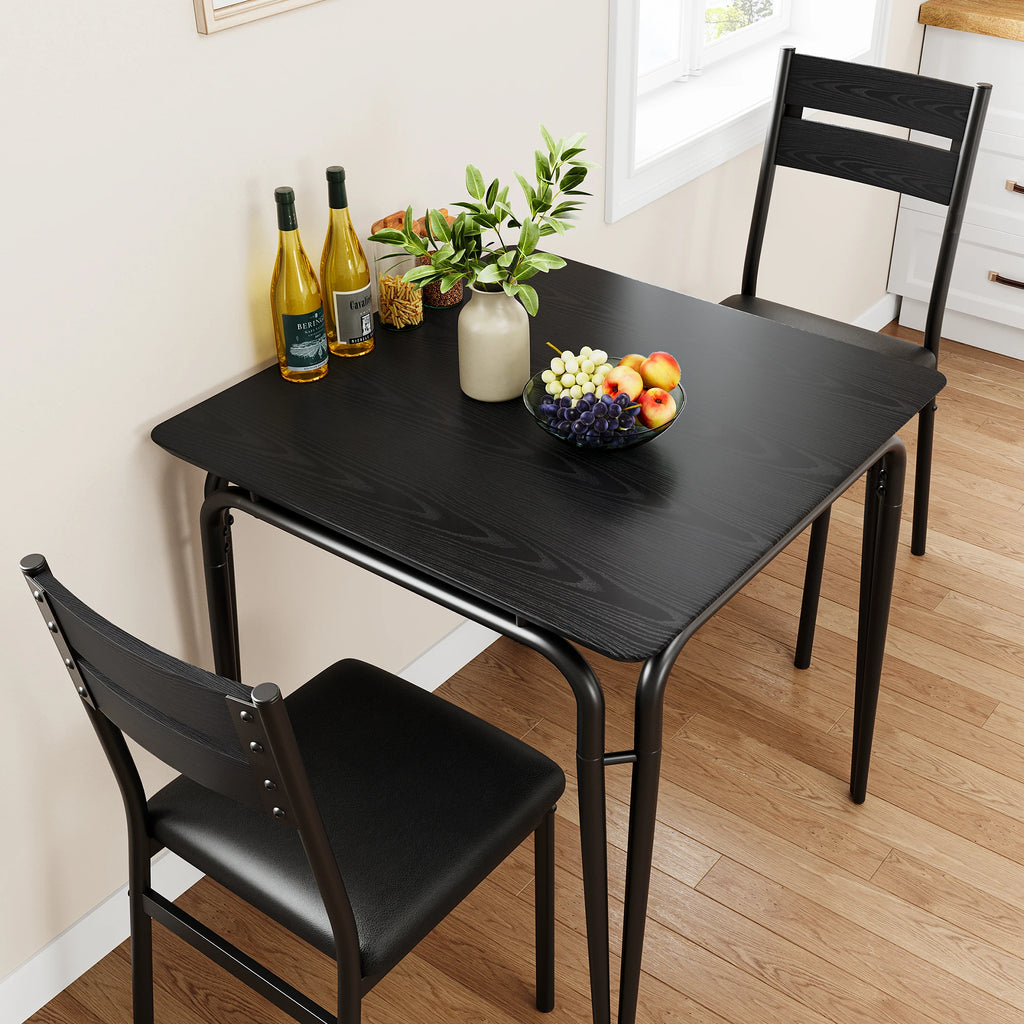Conjunto de Mesa de Jantar para 2 – Mesa Quadrada com Cadeiras, Ideal para Cozinhas Pequenas e Apartamentos (Rustic Brown)