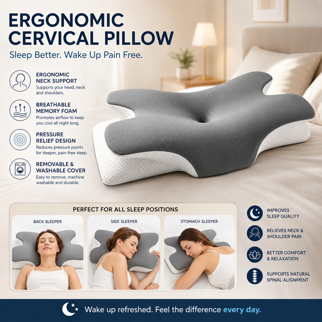 Almofada Ergonómica Cervical em Espuma de Memória