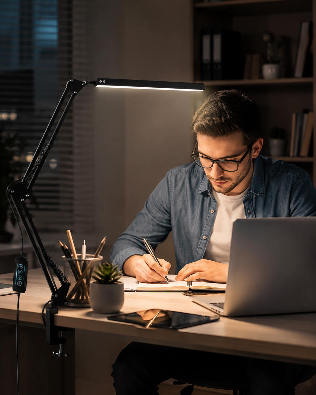 Candeeiro de Secretária LED com Braço Articulado – Regulável
